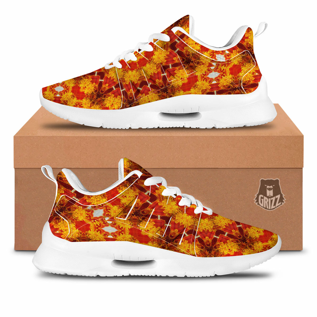 Kaleidoscope Orange Print Tennis Shoes-grizzshop