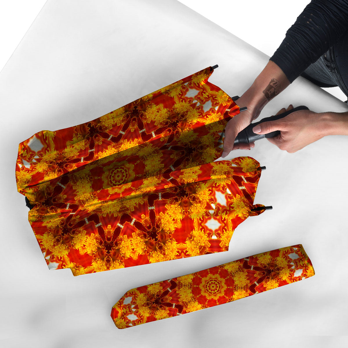 Kaleidoscope Orange Print Umbrella-grizzshop