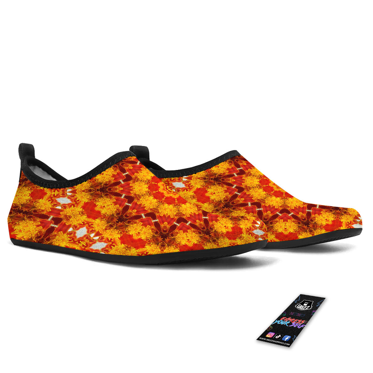 Kaleidoscope Orange Print Water Shoes-grizzshop