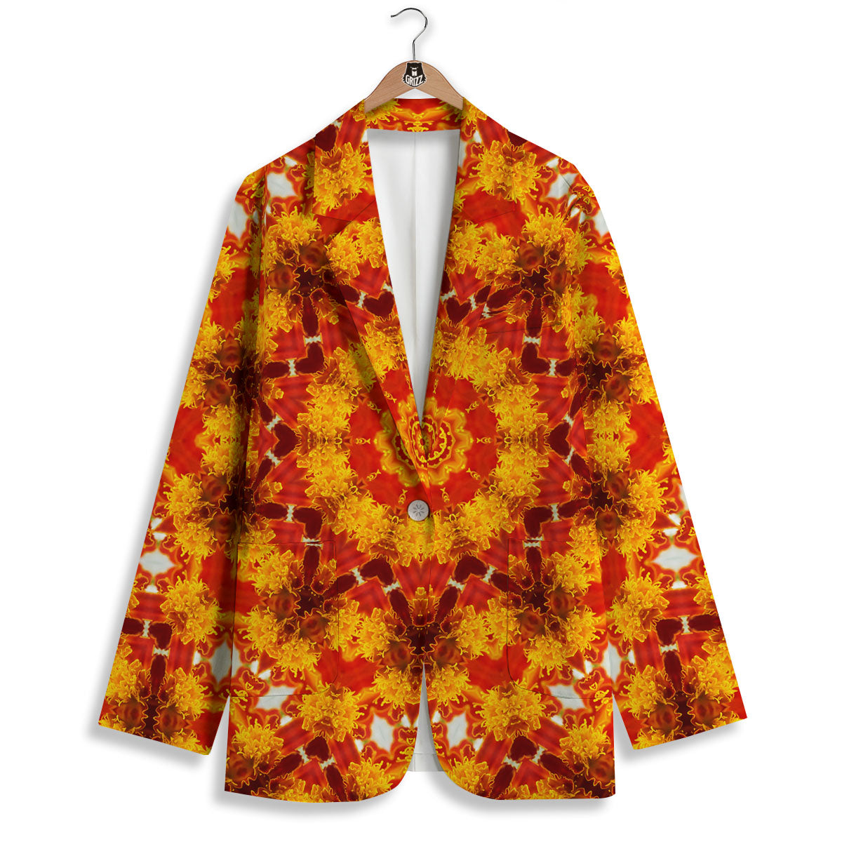 Kaleidoscope Orange Print Women's Blazer-grizzshop