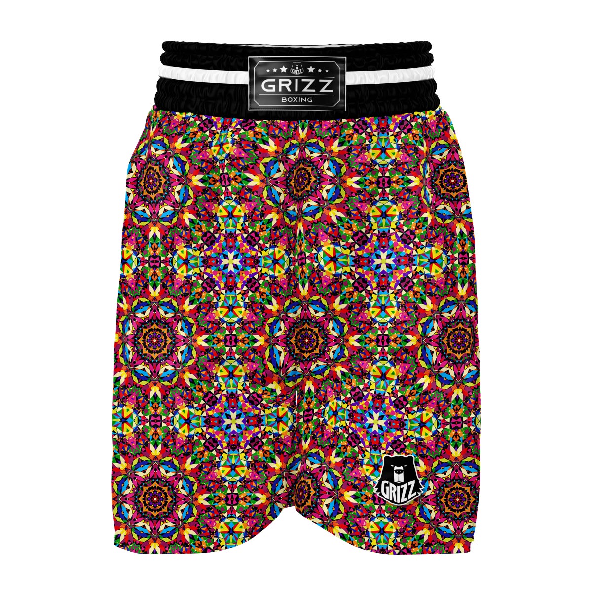 Kaleidoscope Pattern Print Boxing Shorts-grizzshop