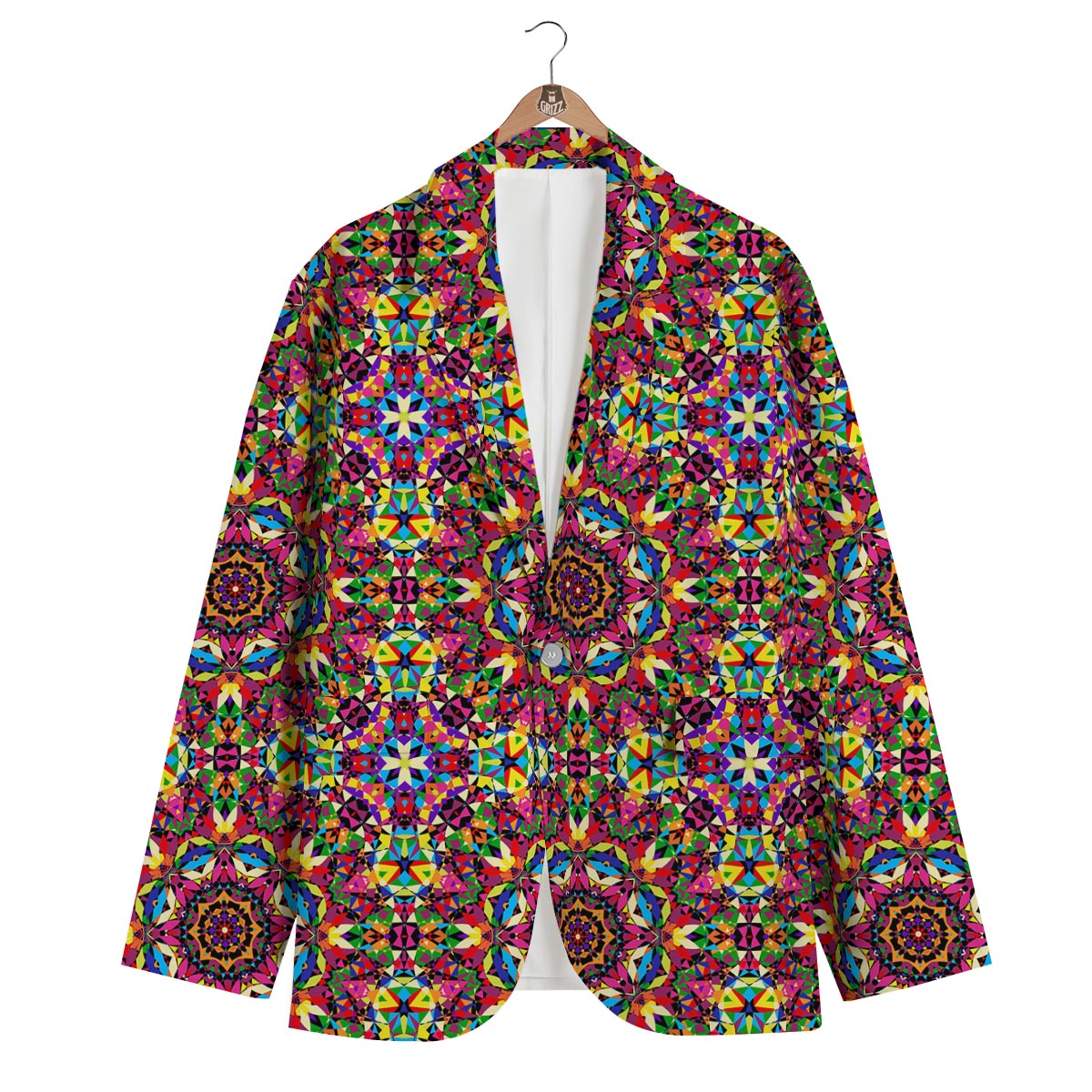 Kaleidoscope Pattern Print Men's Blazer-grizzshop