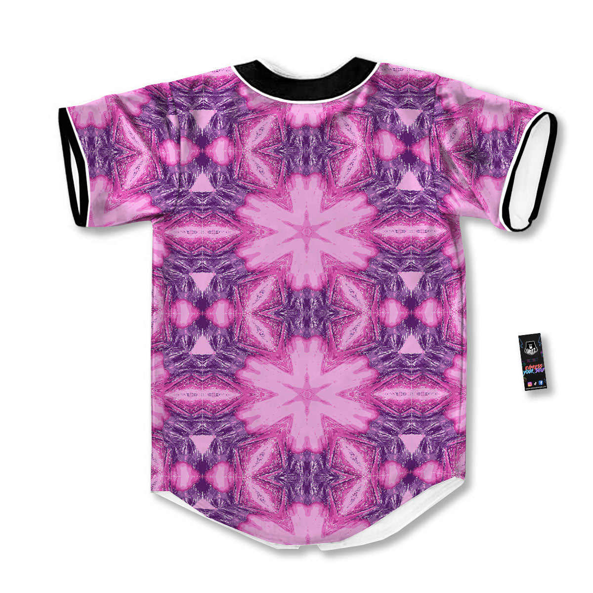 Kaleidoscope Pink Print Pattern Baseball Jersey-grizzshop