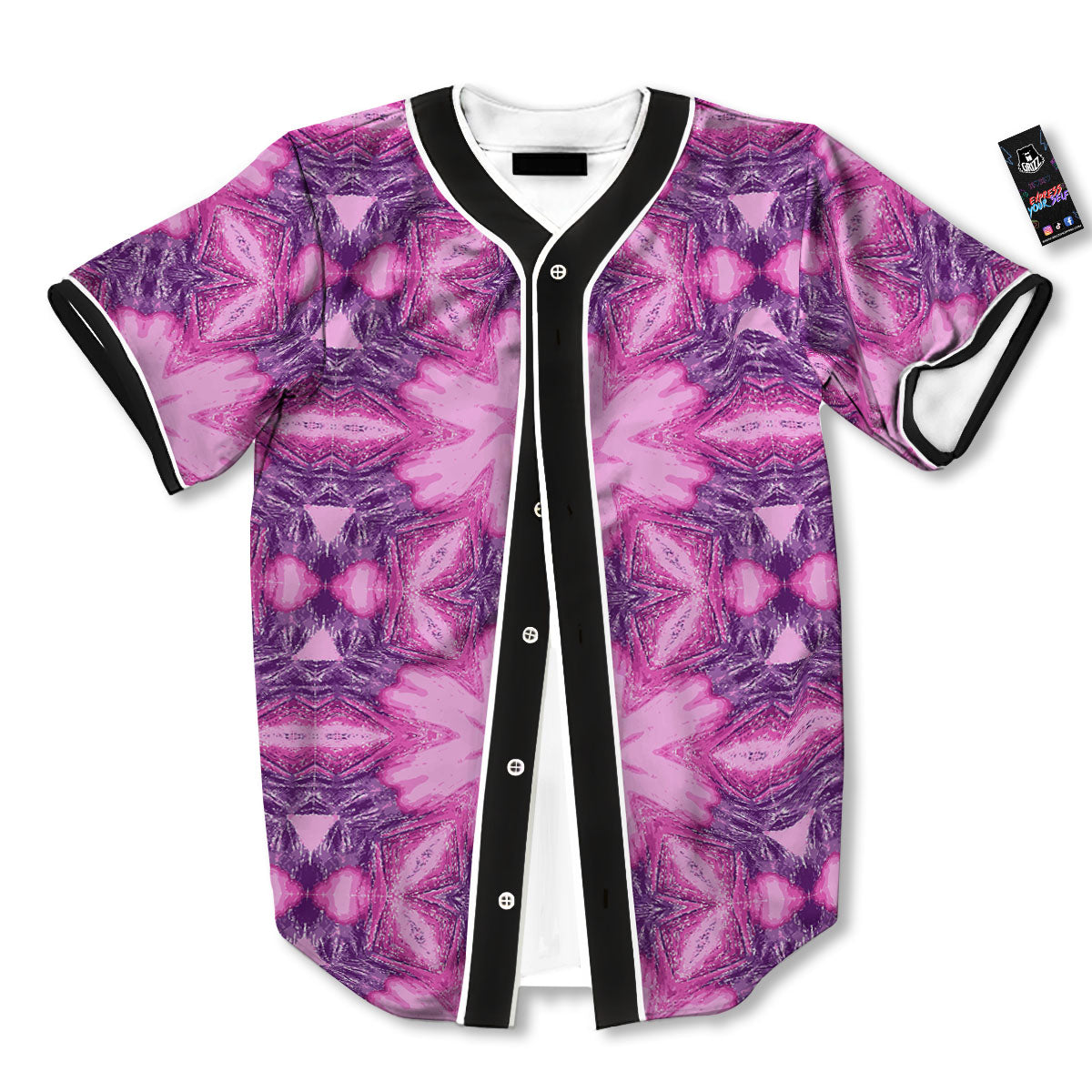 Kaleidoscope Pink Print Pattern Baseball Jersey-grizzshop