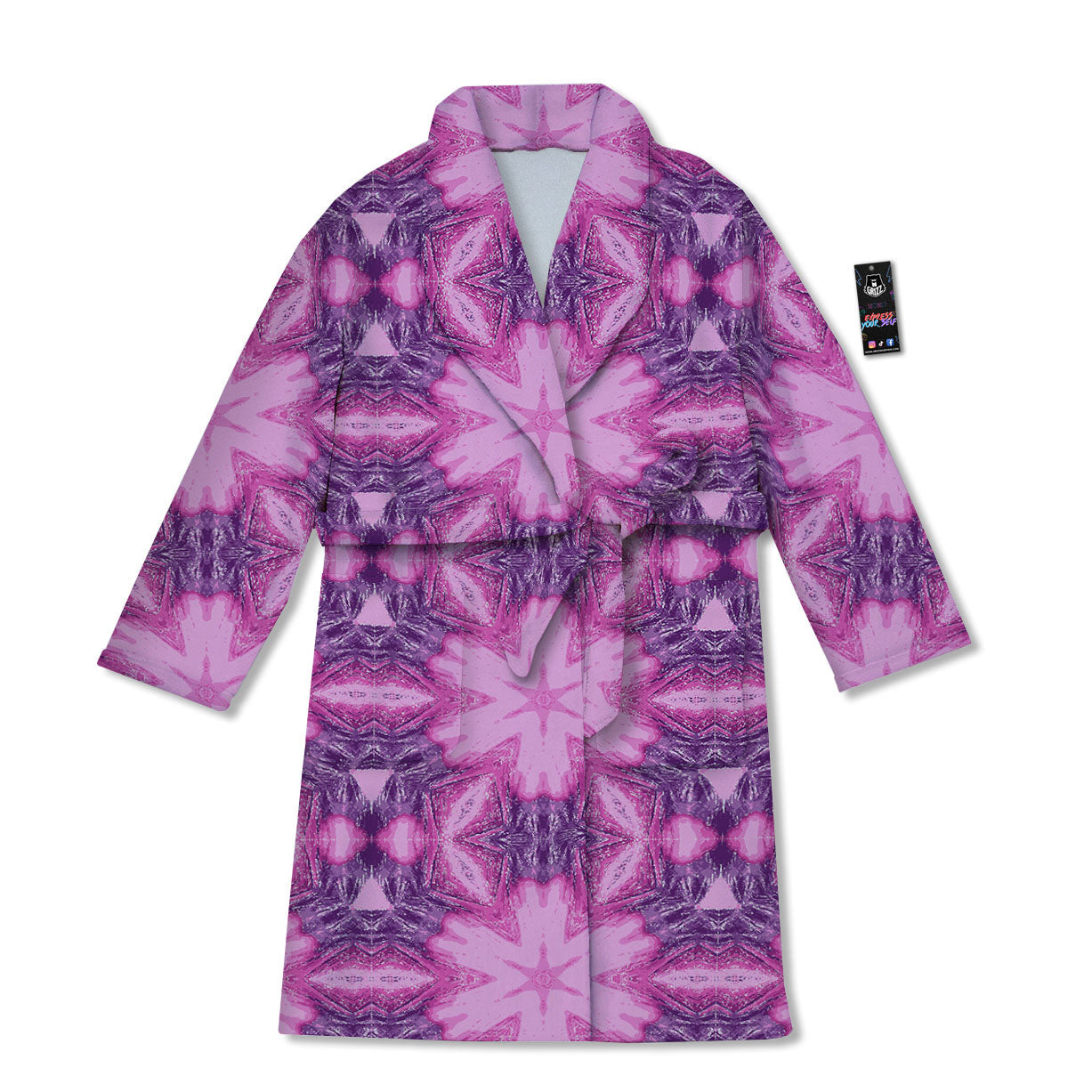 Kaleidoscope Pink Print Pattern Bathrobe-grizzshop