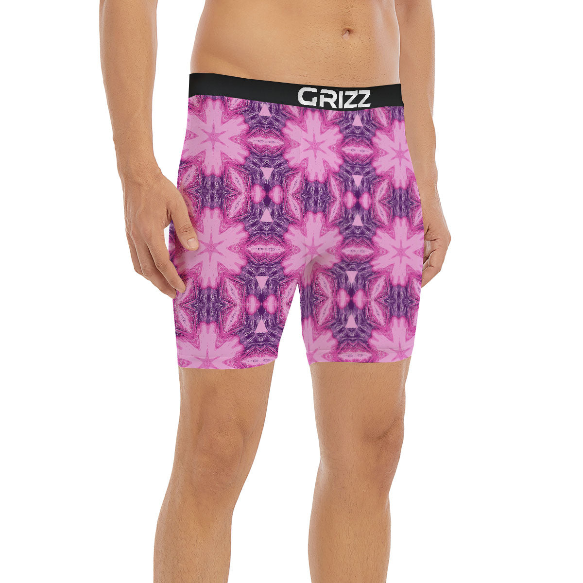 Kaleidoscope Pink Print Pattern Boxer Briefs-grizzshop