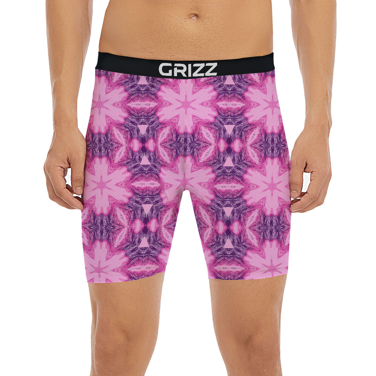 Kaleidoscope Pink Print Pattern Boxer Briefs-grizzshop