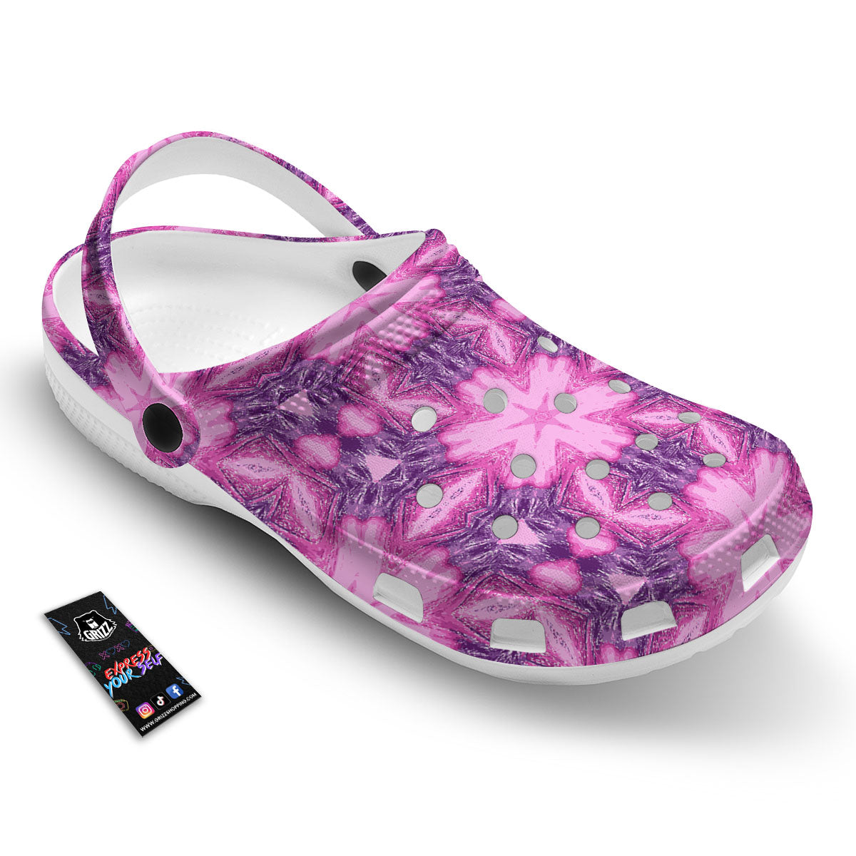 Kaleidoscope Pink Print Pattern Clog-grizzshop