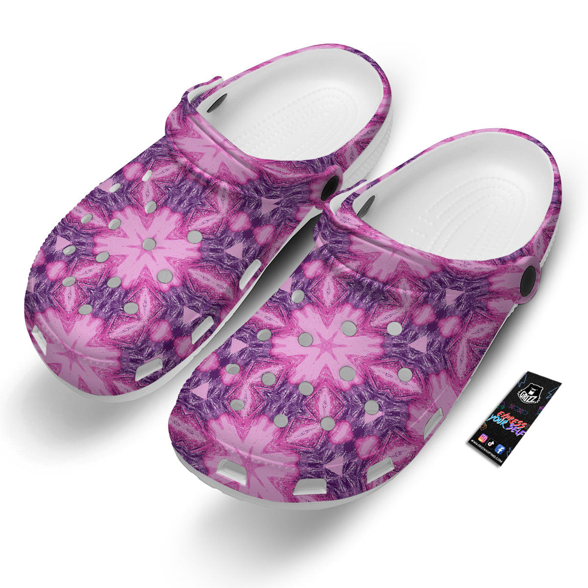 Kaleidoscope Pink Print Pattern Clog-grizzshop
