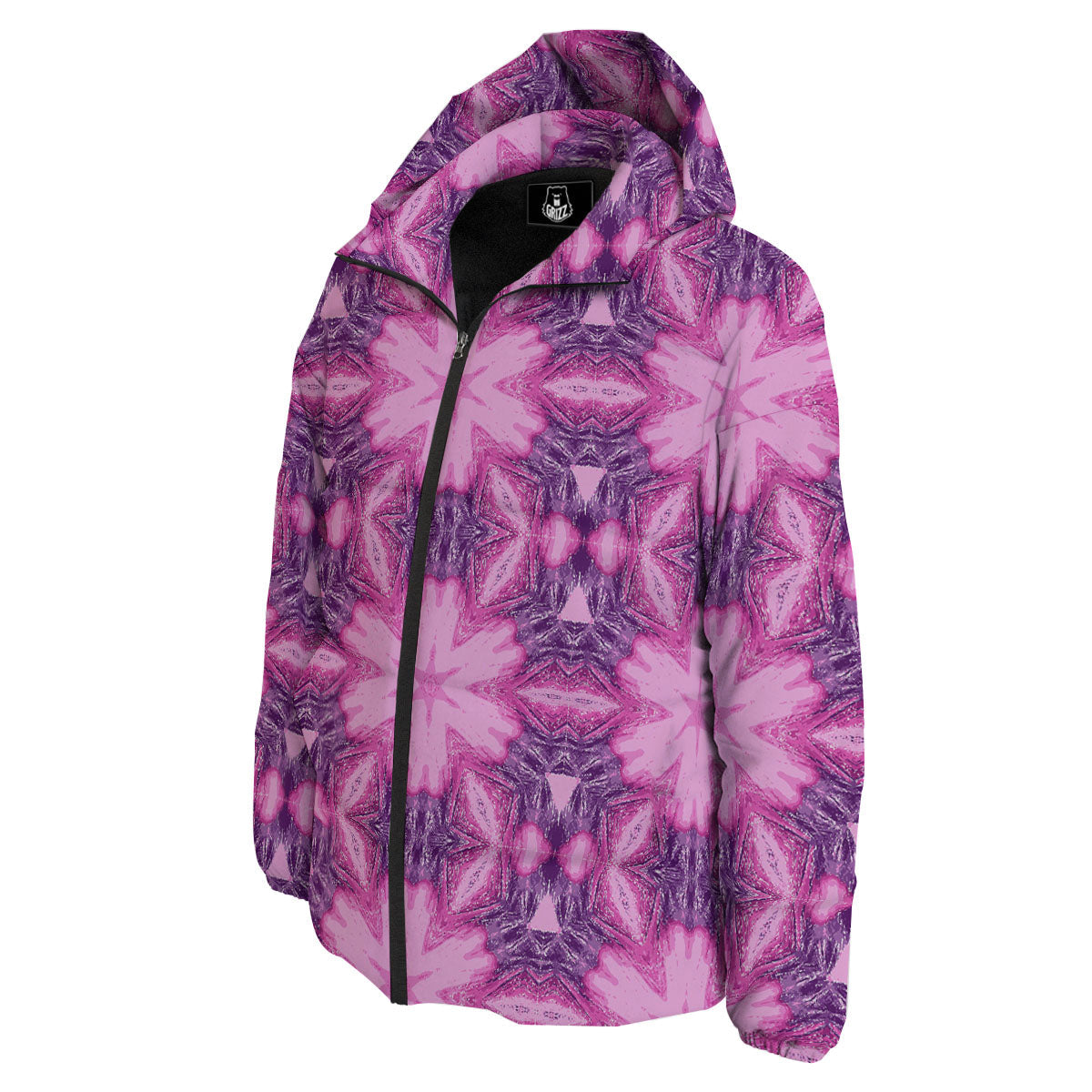 Kaleidoscope Pink Print Pattern Down Jacket-grizzshop