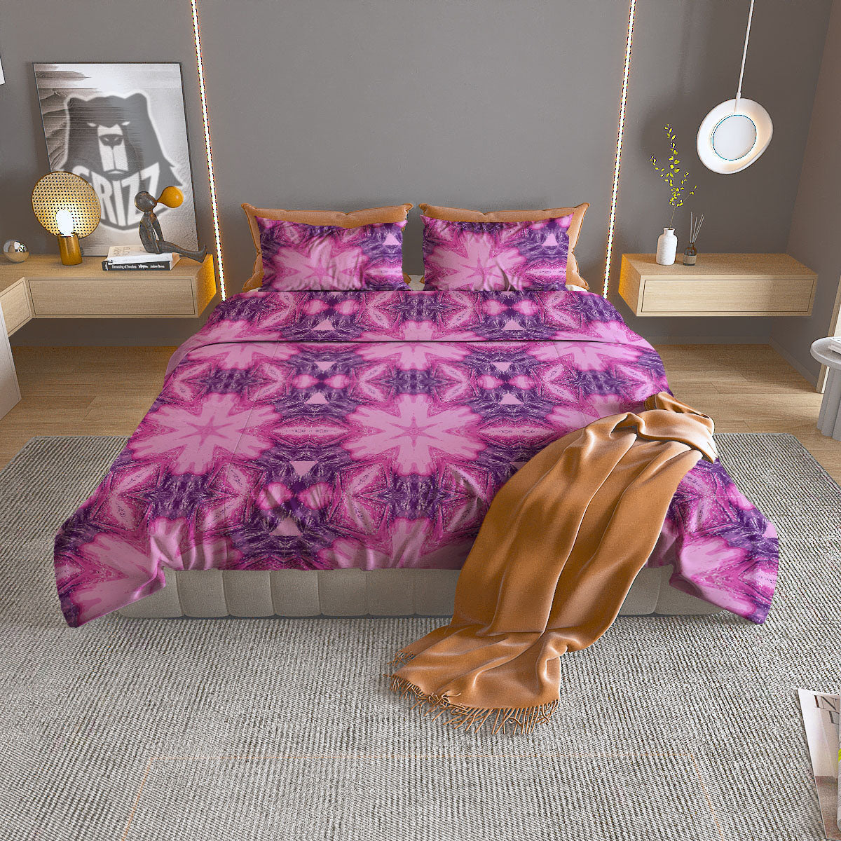 Kaleidoscope Spot Yellow Print Duvet Cover Bedding Set