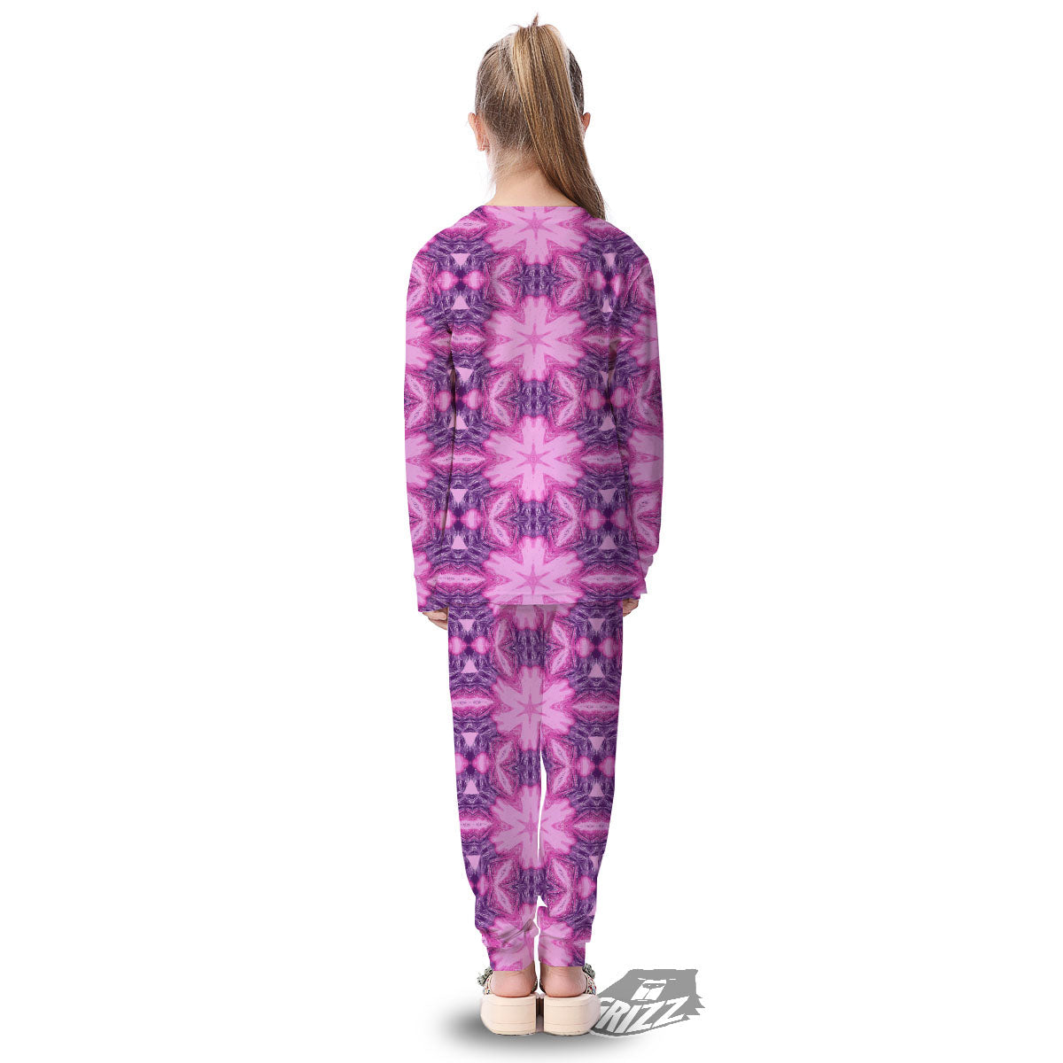Kaleidoscope Pink Print Pattern Kid's Pajamas-grizzshop