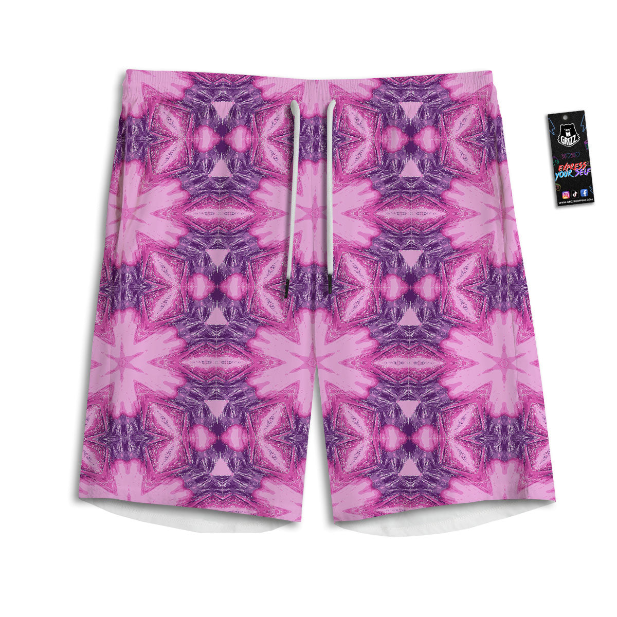 Kaleidoscope Pink Print Pattern Men's Athletic Shorts