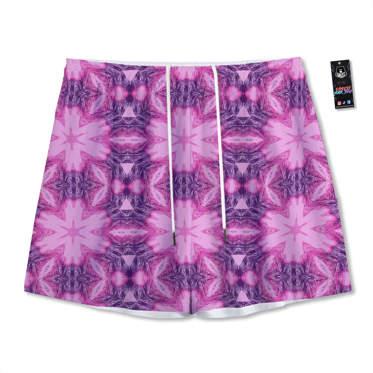 Kaleidoscope Pink Print Pattern Mesh Shorts