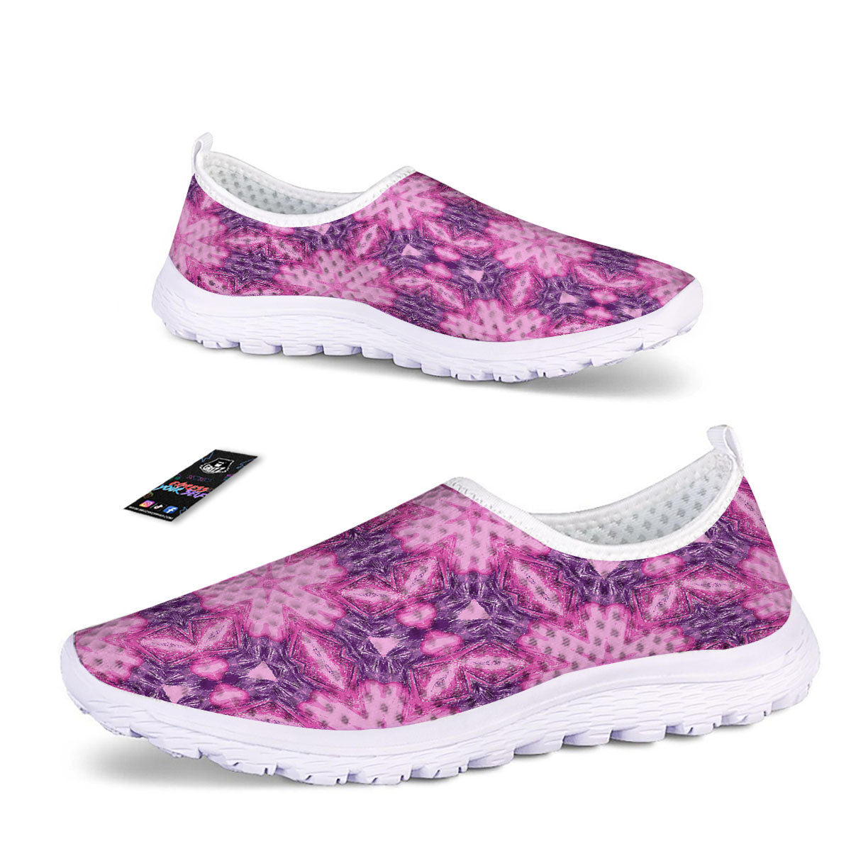 Kaleidoscope Pink Print Pattern Nurse Shoes-grizzshop