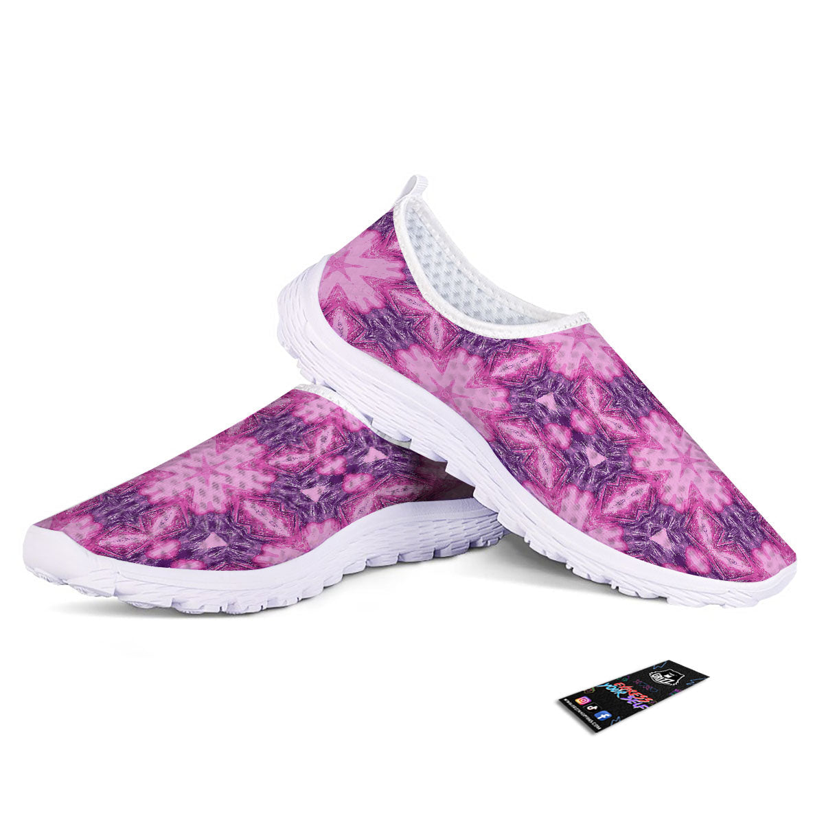 Kaleidoscope Pink Print Pattern Nurse Shoes-grizzshop