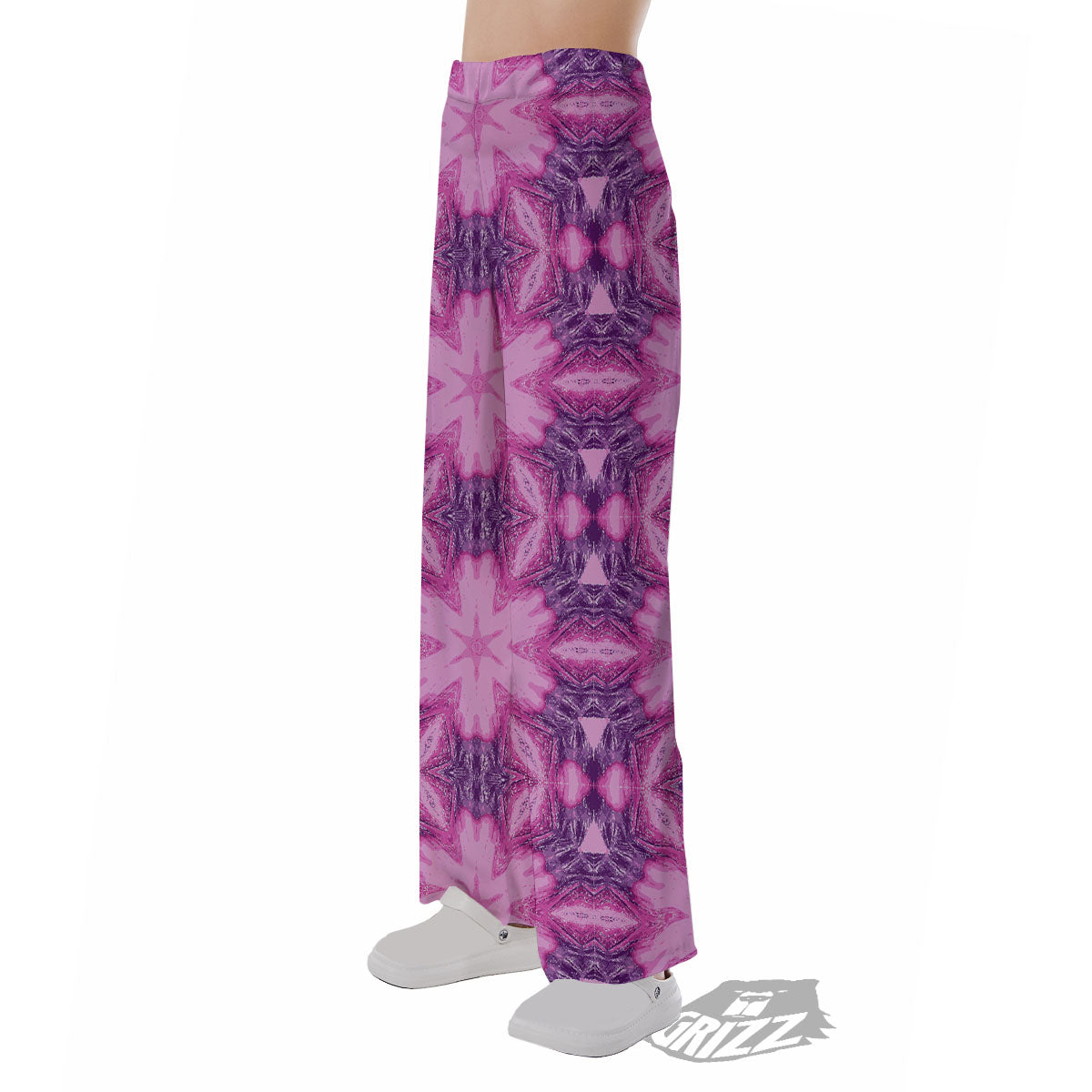 Kaleidoscope Pink Print Pattern Pajama Pants-grizzshop