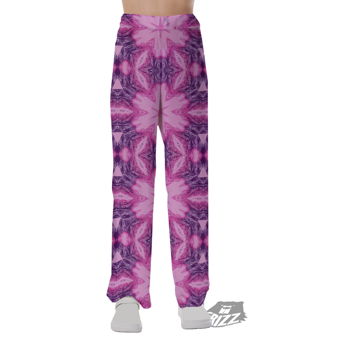 Kaleidoscope Pink Print Pattern Pajama Pants-grizzshop