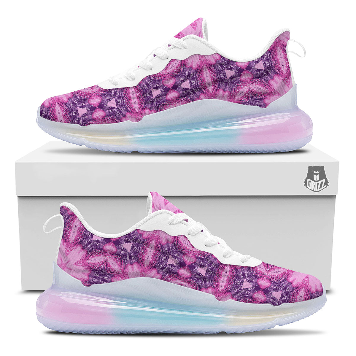 Kaleidoscope Pink Print Pattern Running Sneakers-grizzshop