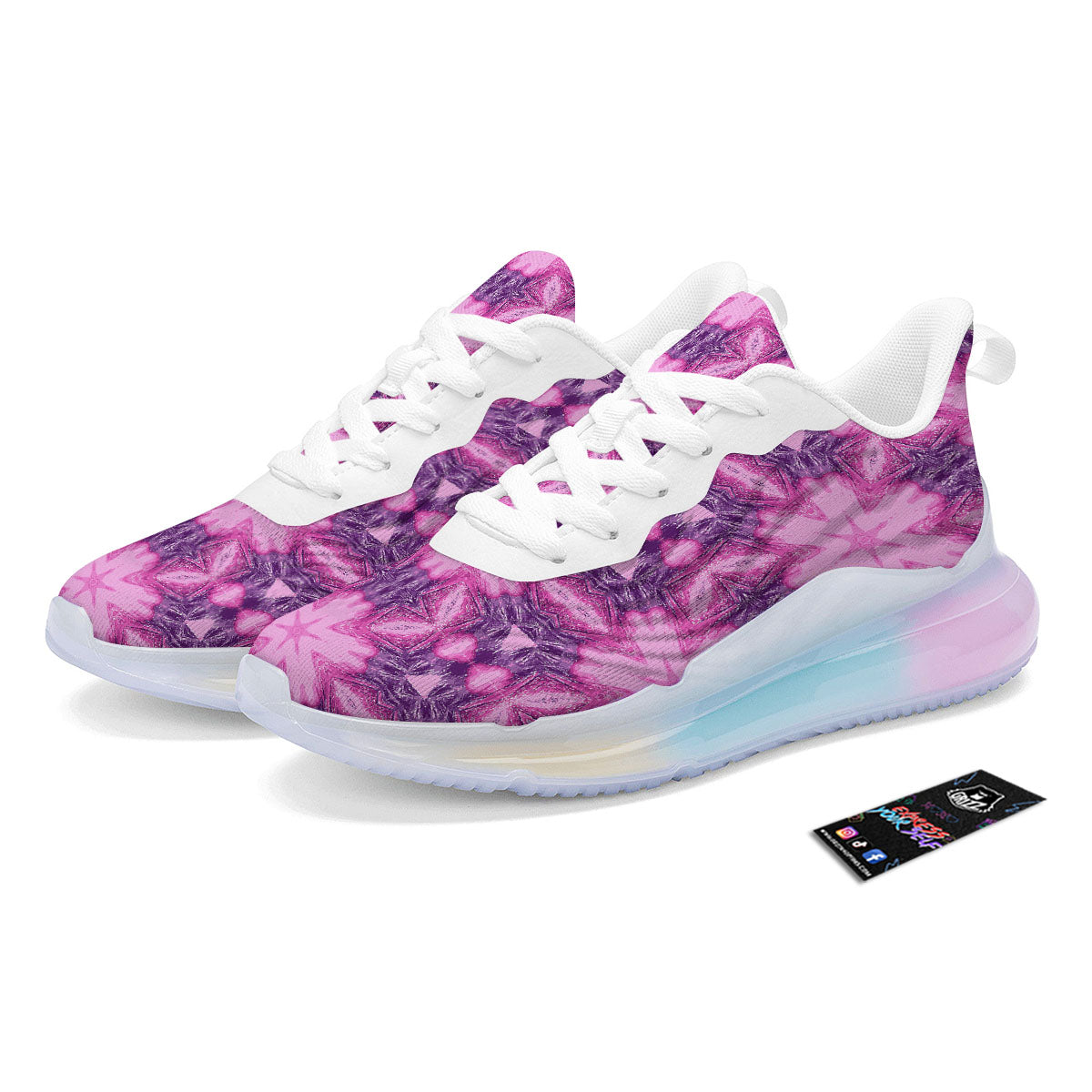 Kaleidoscope Pink Print Pattern Running Sneakers-grizzshop