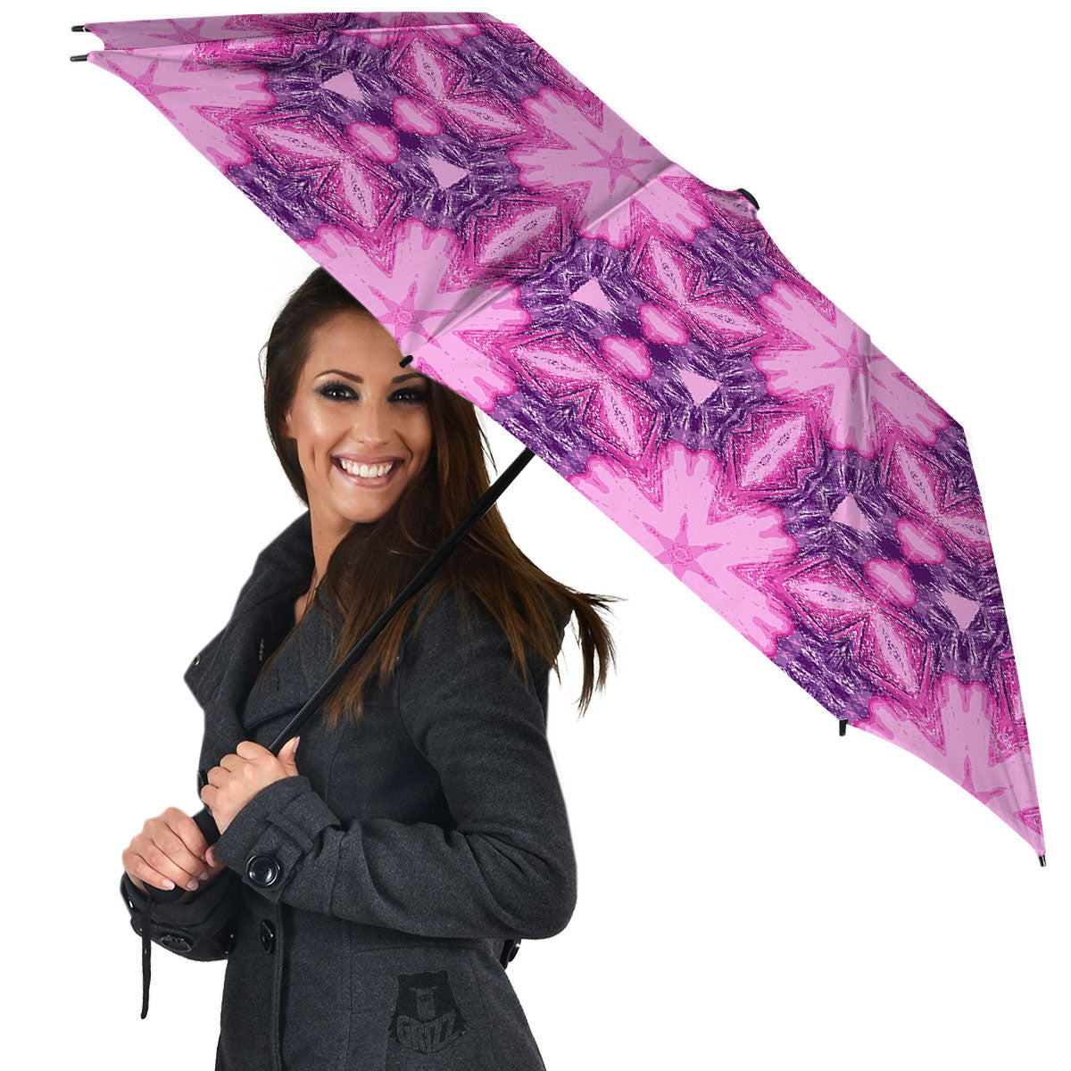 Kaleidoscope Pink Print Pattern Umbrella-grizzshop