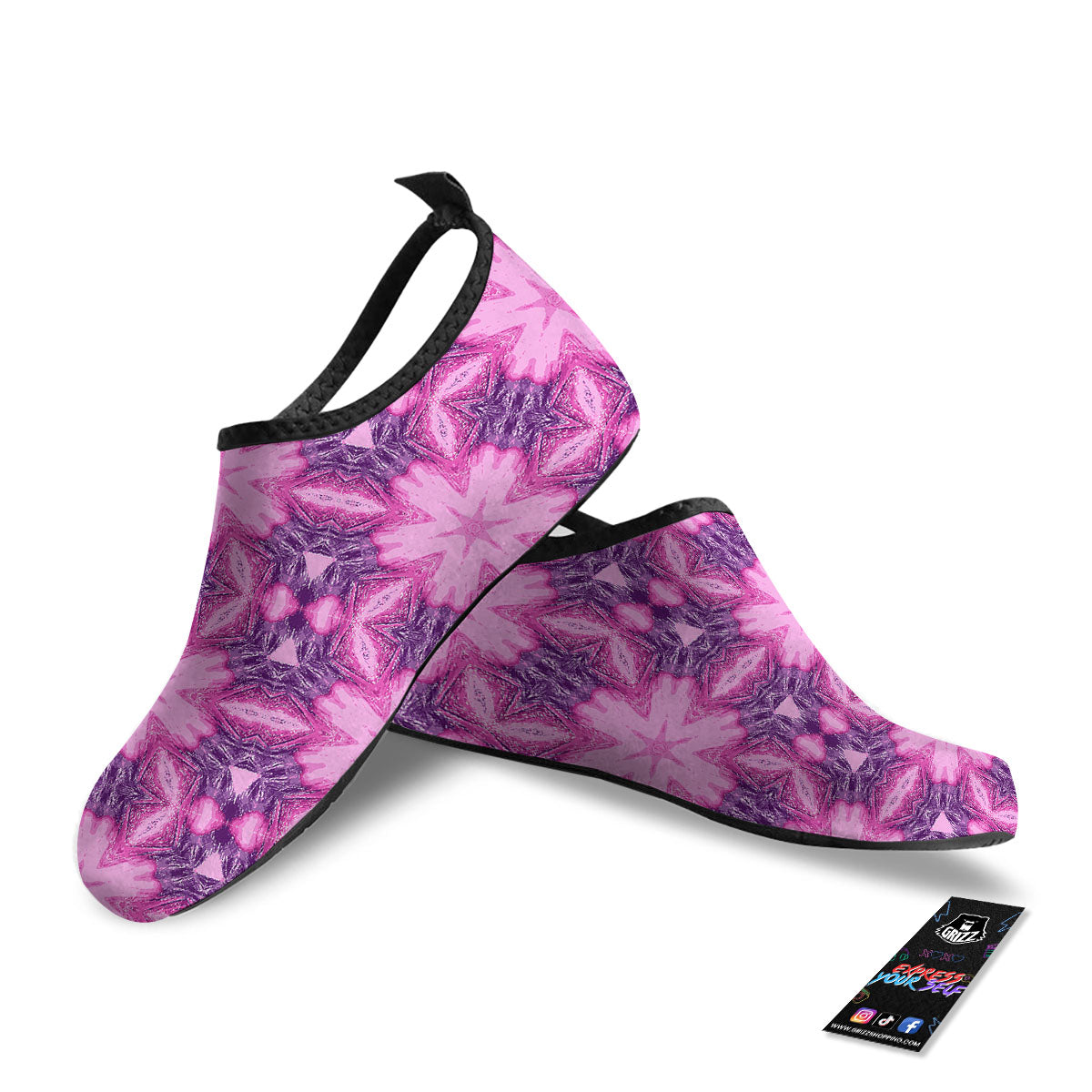 Kaleidoscope Pink Print Pattern Water Shoes-grizzshop