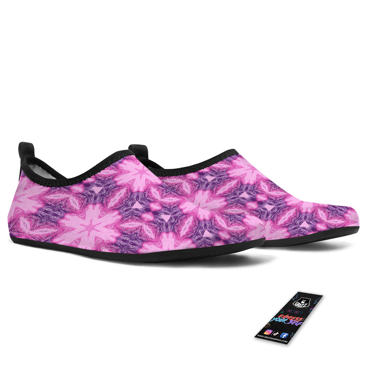 Kaleidoscope Pink Print Pattern Water Shoes-grizzshop