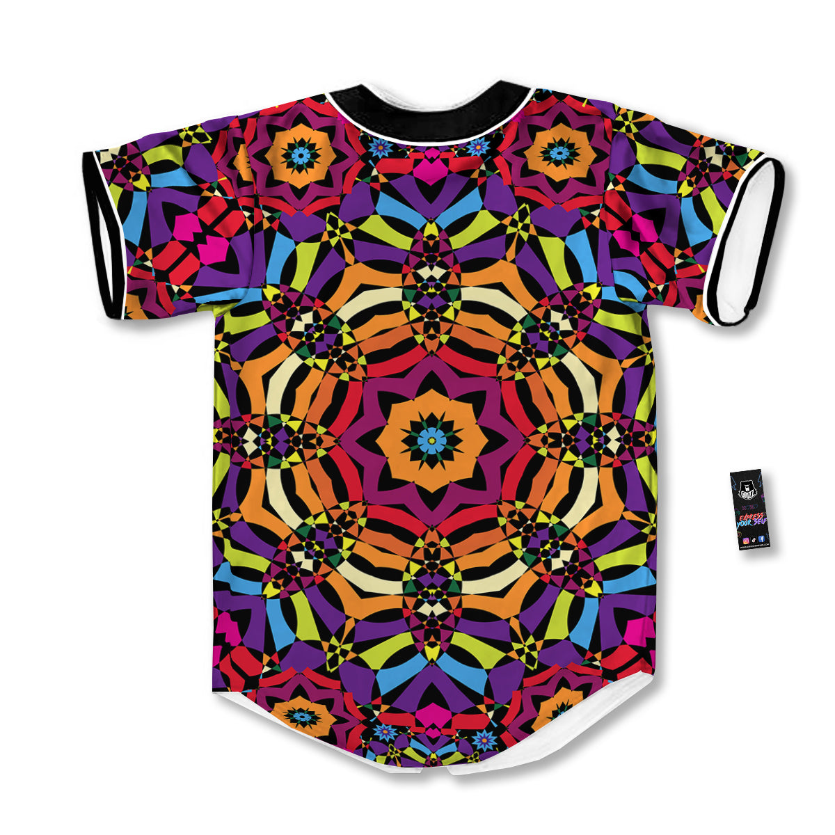 Kaleidoscope Psychedelic Colorful Print Baseball Jersey-grizzshop