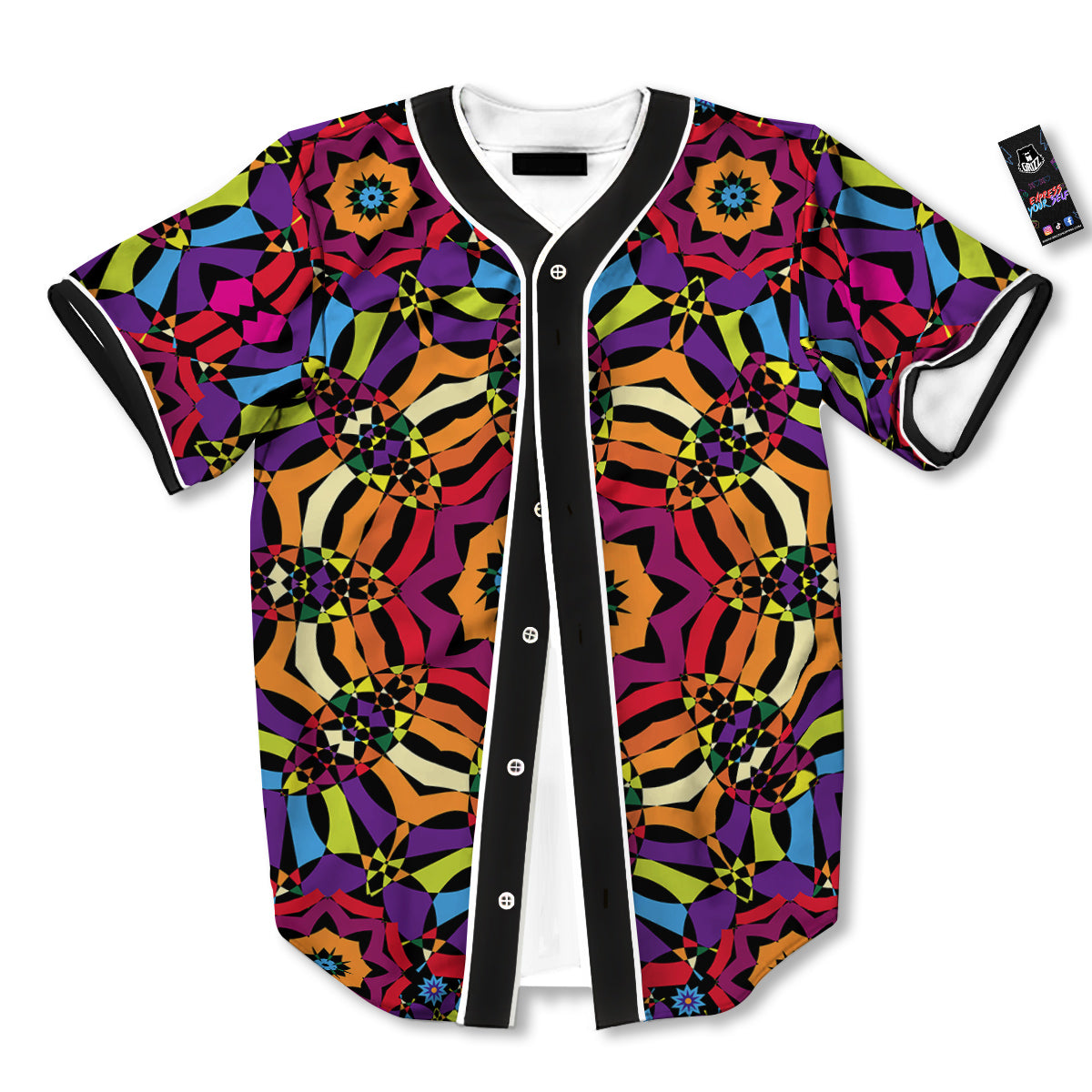 Kaleidoscope Psychedelic Colorful Print Baseball Jersey-grizzshop