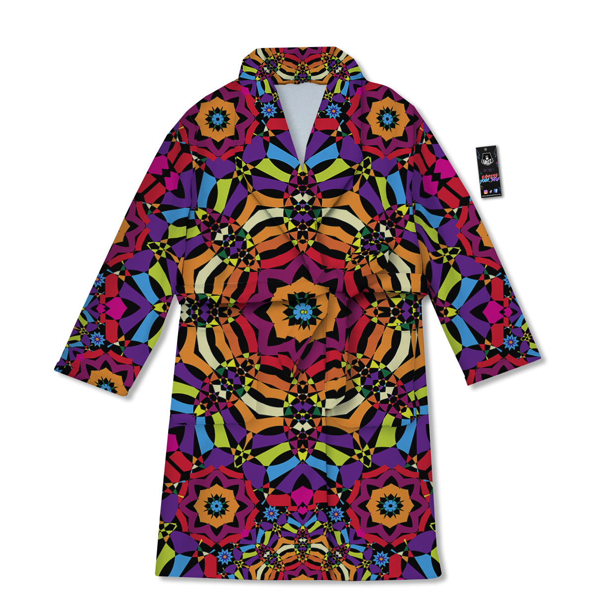 Kaleidoscope Psychedelic Colorful Print Bathrobe-grizzshop