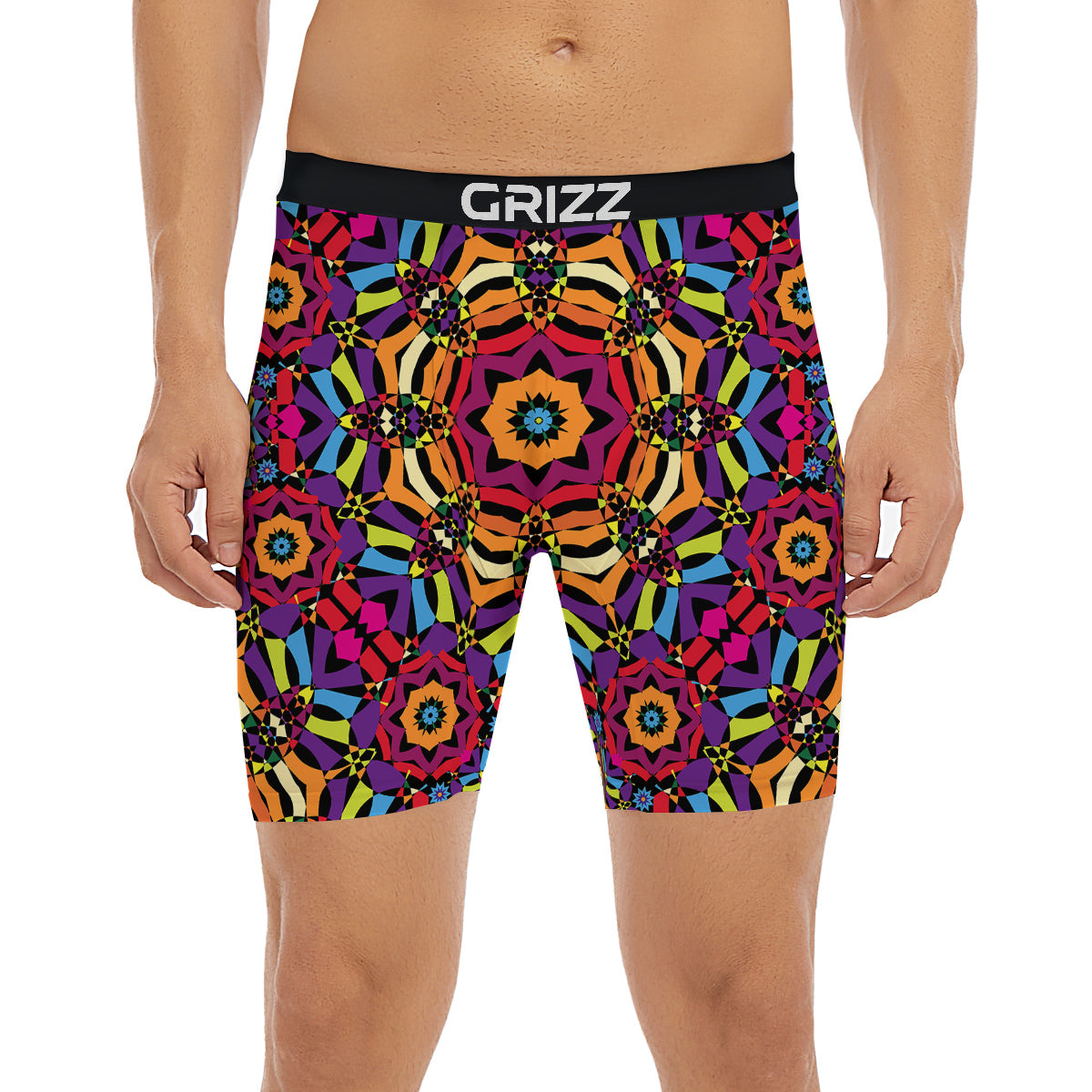 Kaleidoscope Psychedelic Colorful Print Boxer Briefs-grizzshop