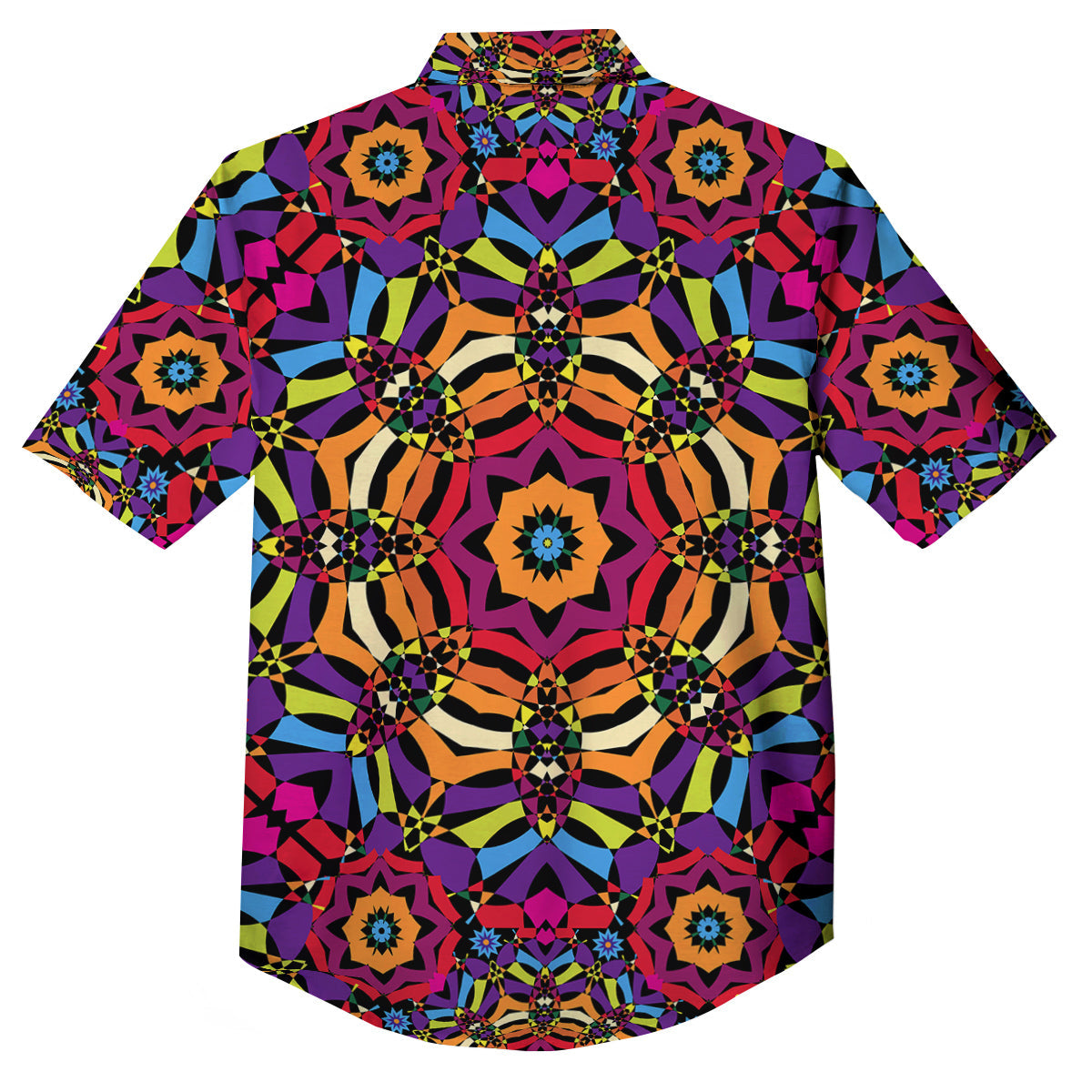 Kaleidoscope Psychedelic Colorful Print Button Up Shirt-grizzshop