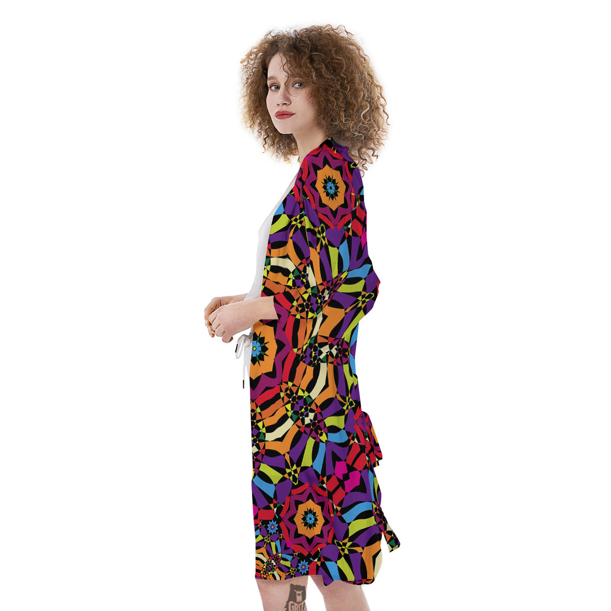 Kaleidoscope Psychedelic Colorful Print Kimono-grizzshop