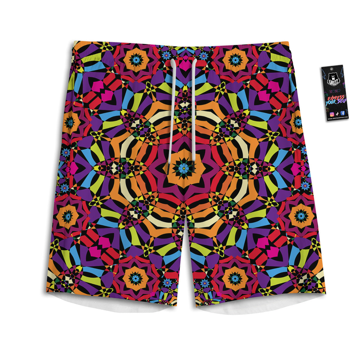 Kaleidoscope Psychedelic Colorful Print Men's Athletic Shorts
