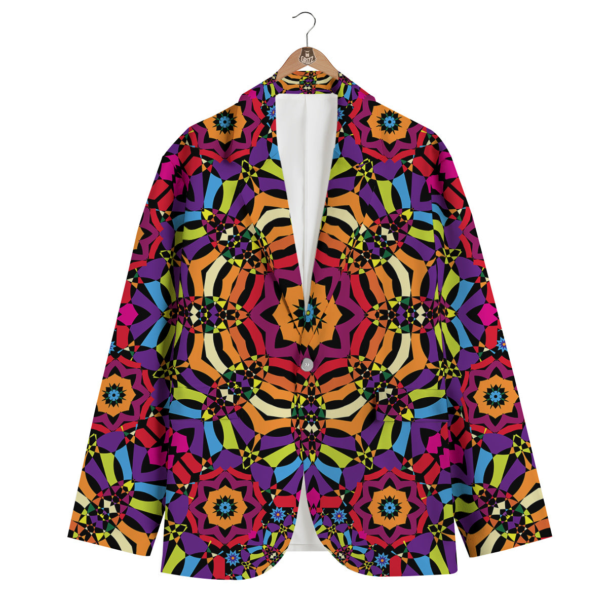 Kaleidoscope Psychedelic Colorful Print Men's Blazer-grizzshop
