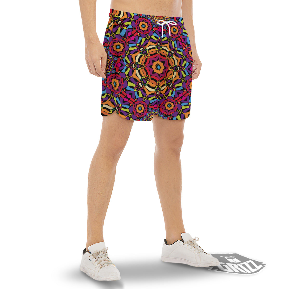 Kaleidoscope Psychedelic Colorful Print Men's Gym Shorts-grizzshop
