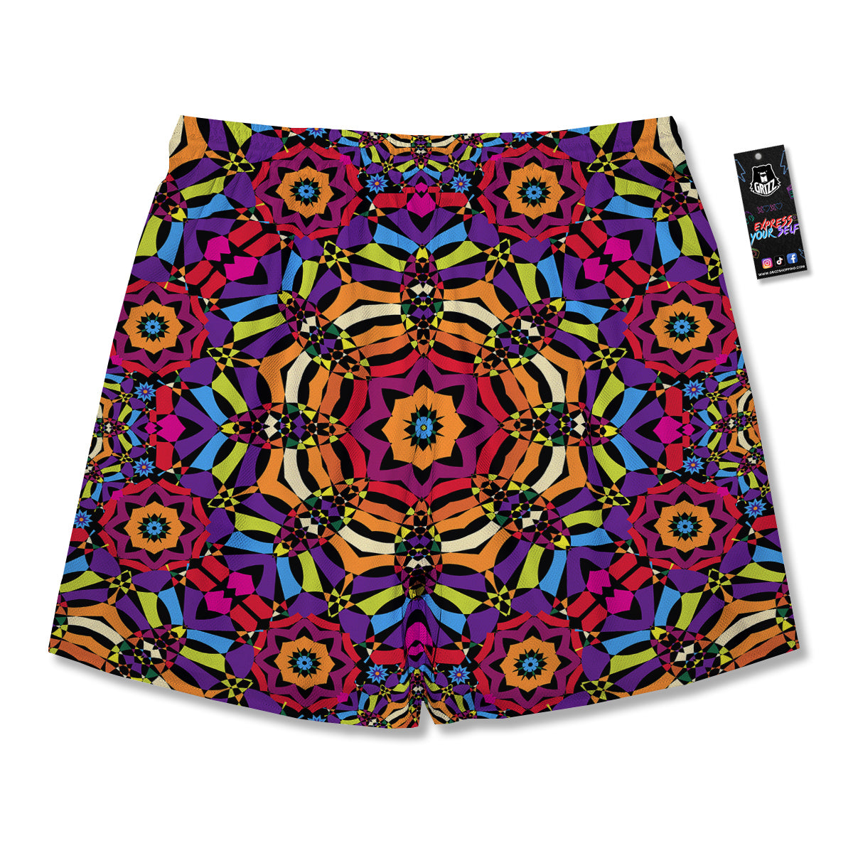 Kaleidoscope Psychedelic Colorful Print Men's Running Shorts-grizzshop