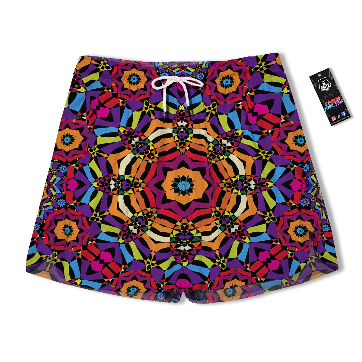 Kaleidoscope Psychedelic Colorful Print Men's Running Shorts-grizzshop