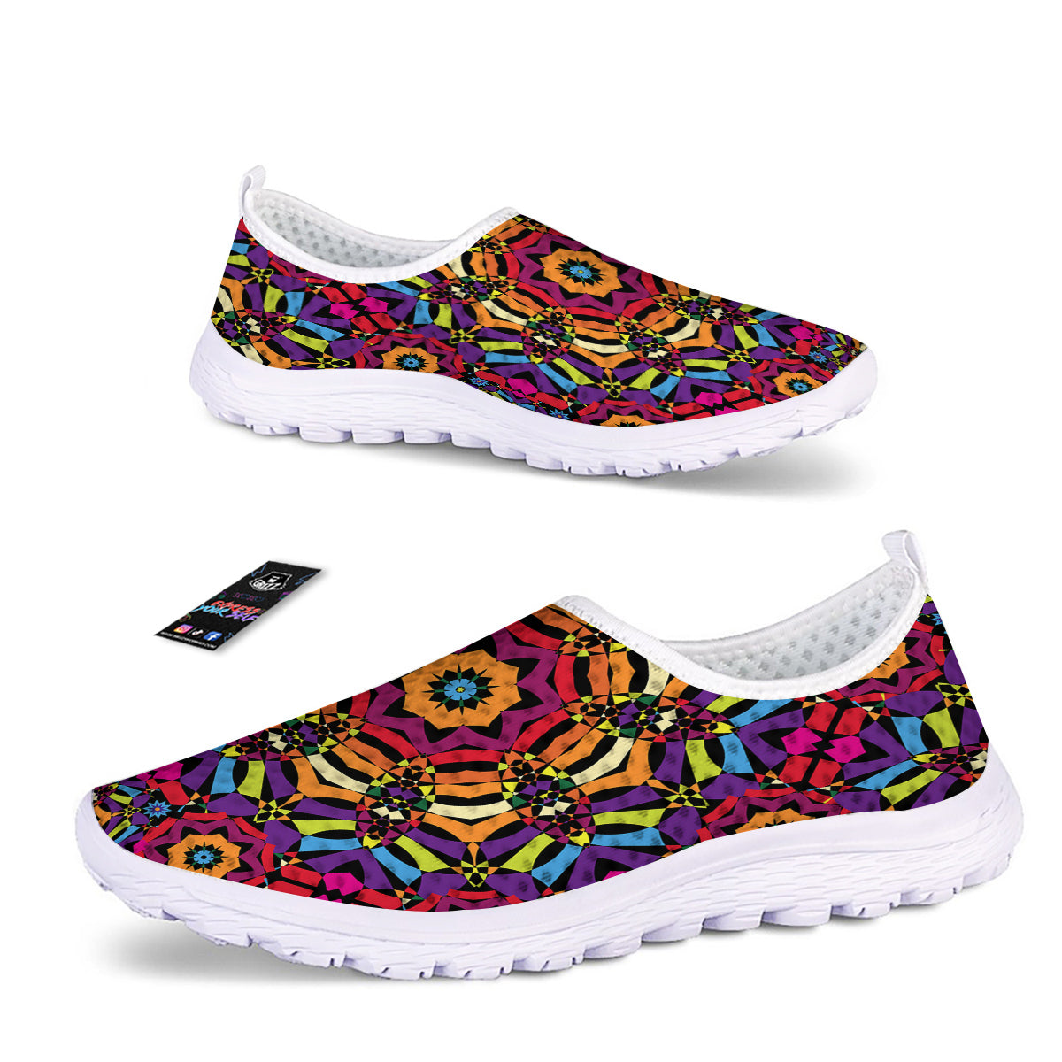 Kaleidoscope Psychedelic Colorful Print Nurse Shoes-grizzshop