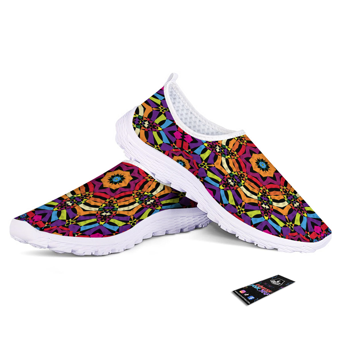 Kaleidoscope Psychedelic Colorful Print Nurse Shoes-grizzshop
