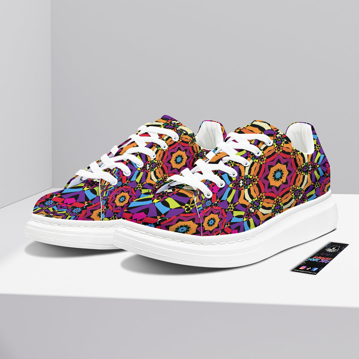 Kaleidoscope Psychedelic Colorful Print Platform Shoes-grizzshop
