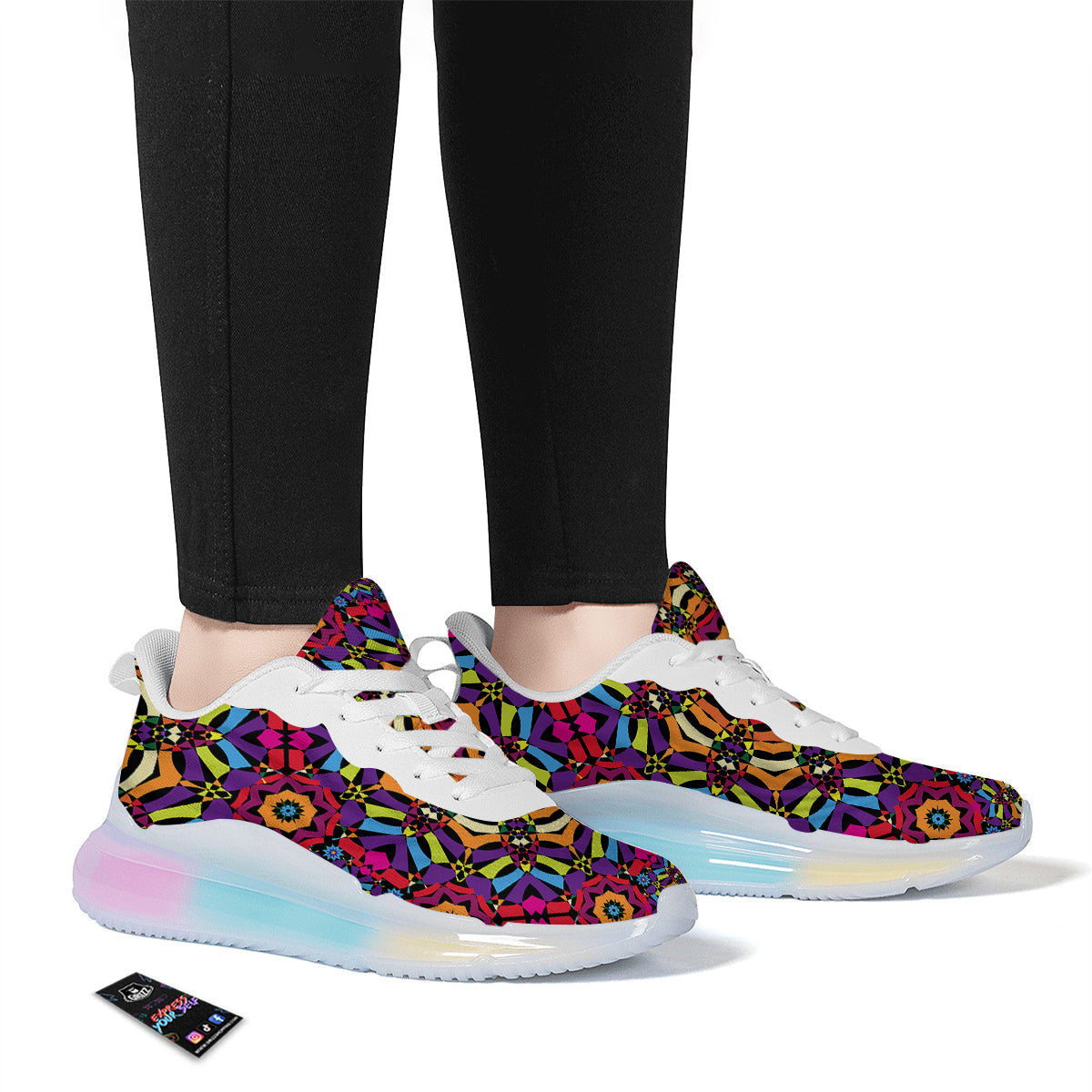 Kaleidoscope Psychedelic Colorful Print Running Sneakers-grizzshop