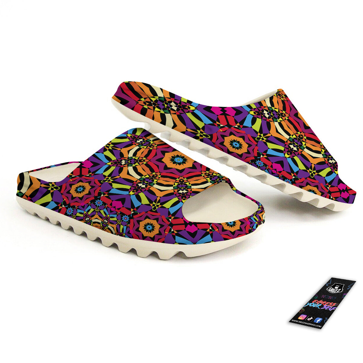 Kaleidoscope Psychedelic Colorful Print Sandals-grizzshop