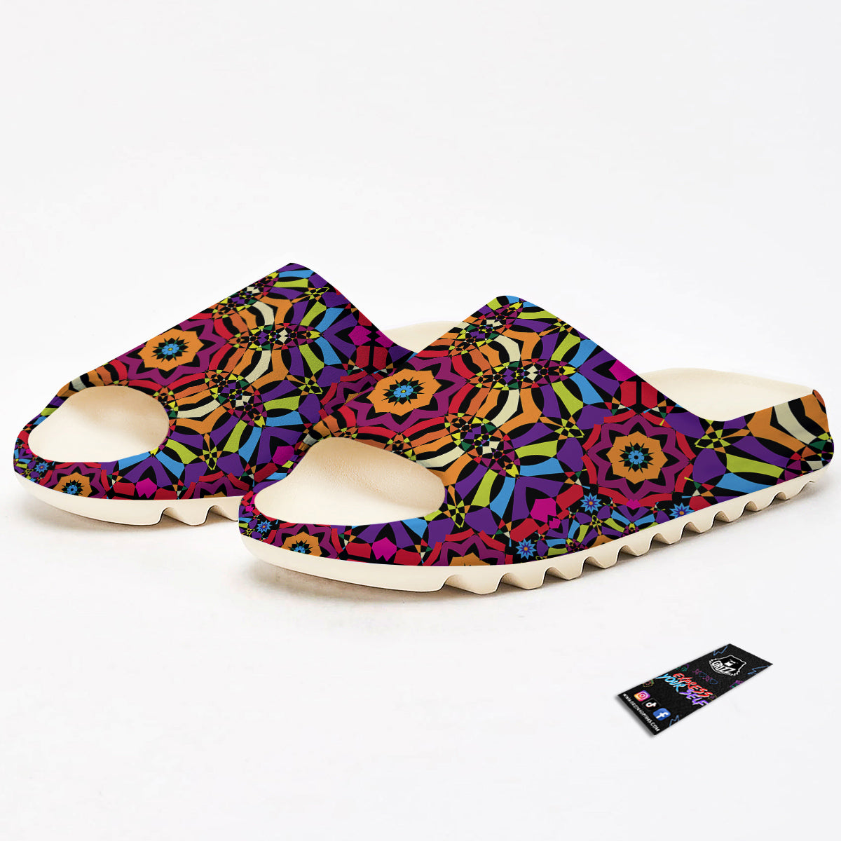 Kaleidoscope Psychedelic Colorful Print Sandals-grizzshop