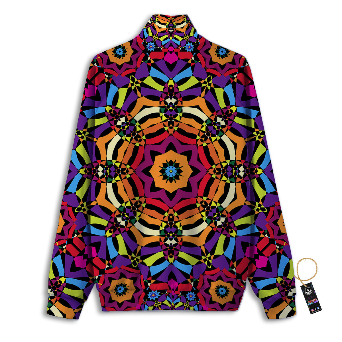 Kaleidoscope Psychedelic Colorful Print Track Jacket-grizzshop