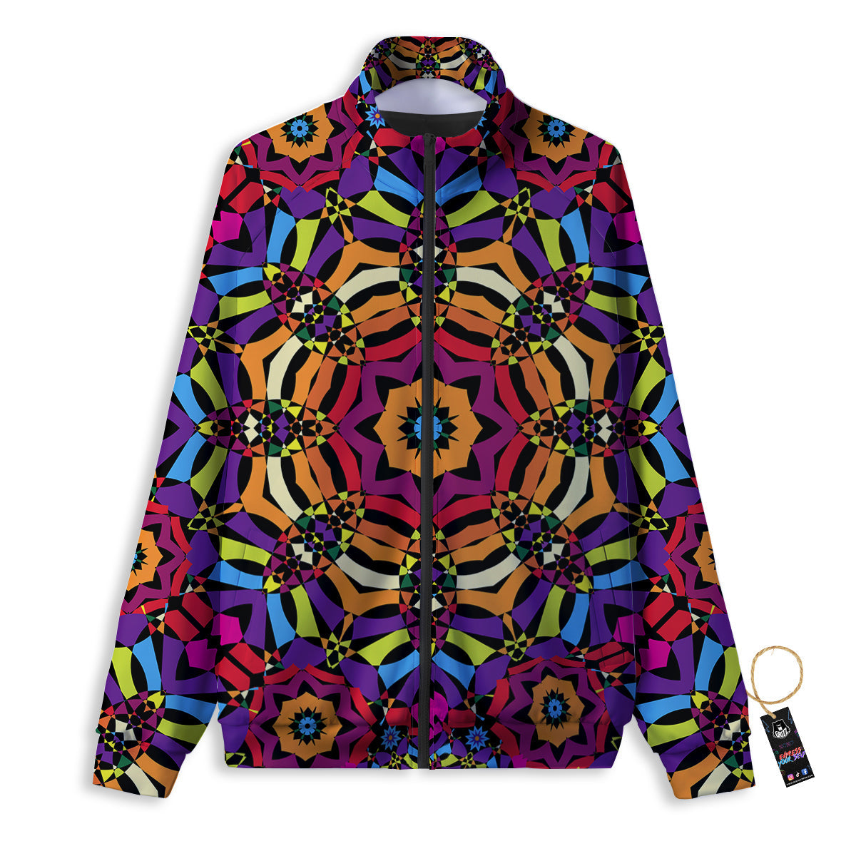 Kaleidoscope Psychedelic Colorful Print Track Jacket-grizzshop