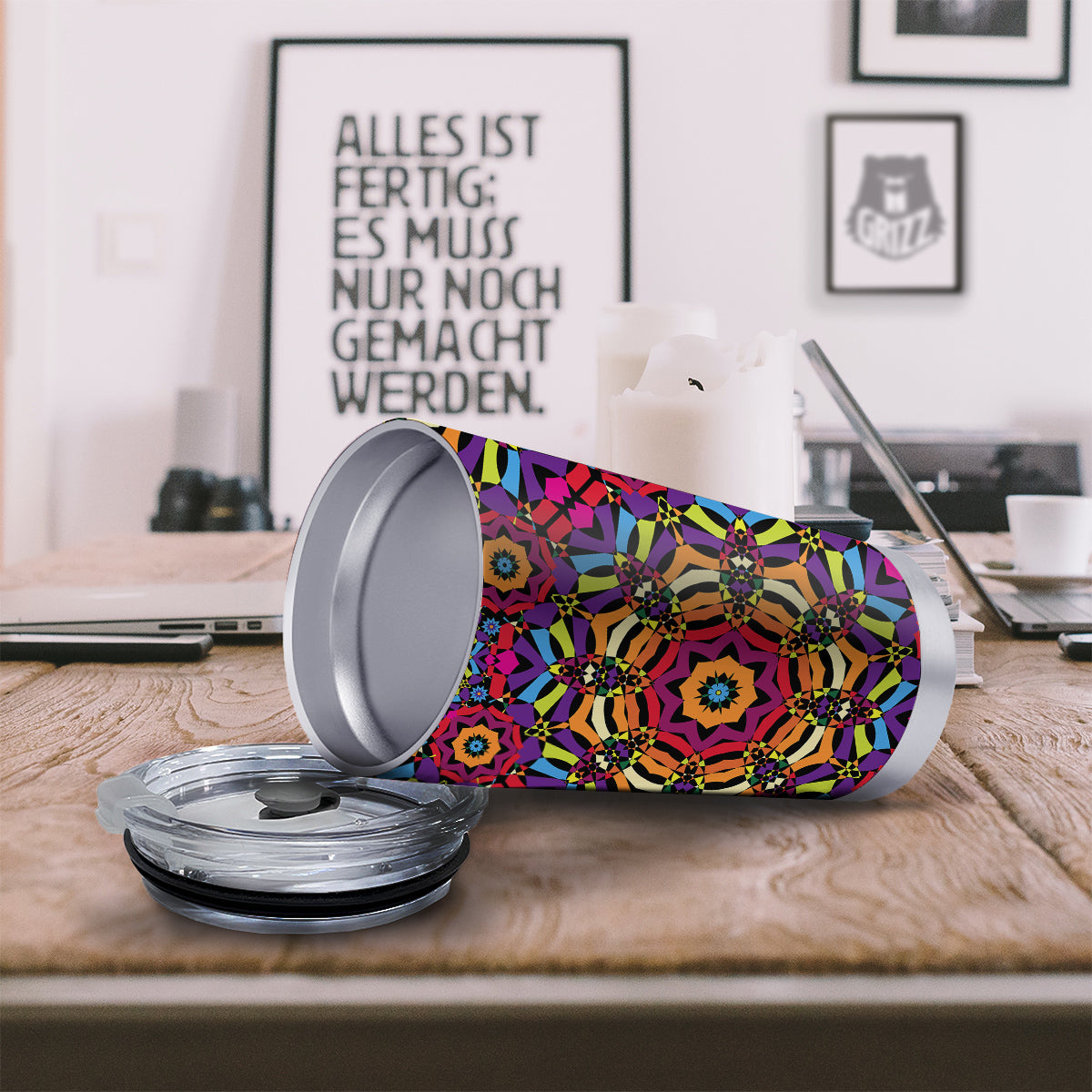 Kaleidoscope Psychedelic Colorful Print Tumbler-grizzshop