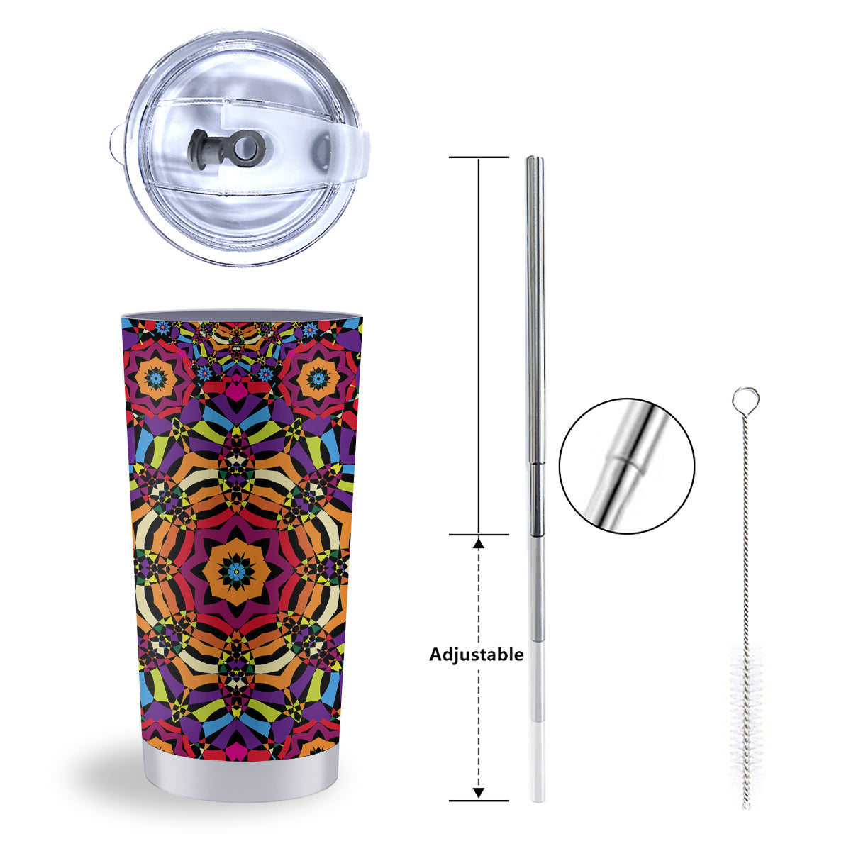 Kaleidoscope Psychedelic Colorful Print Tumbler-grizzshop