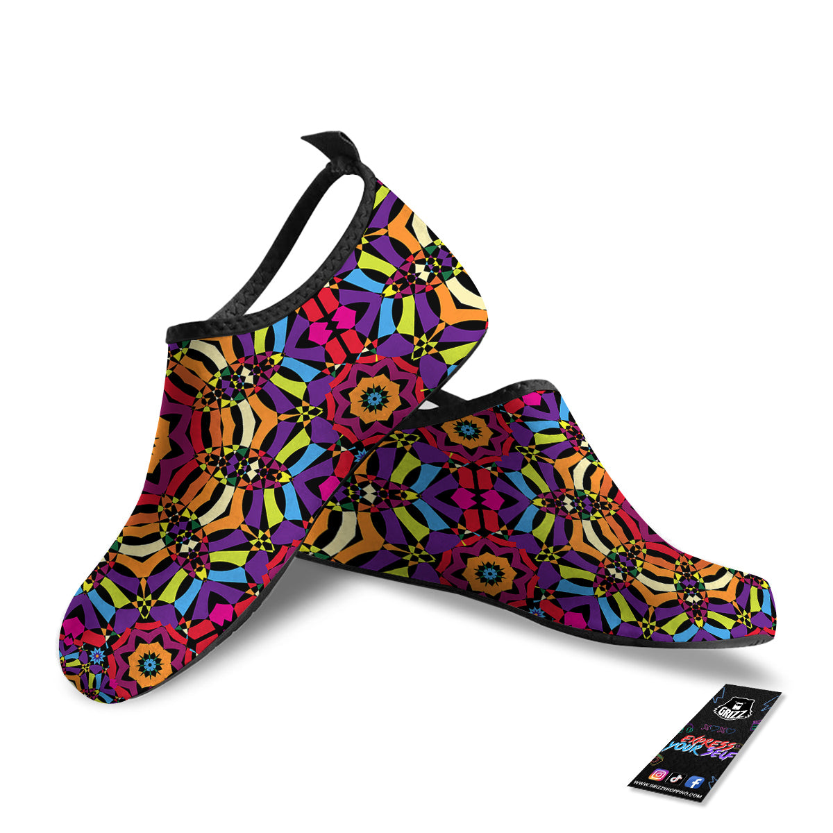 Kaleidoscope Psychedelic Colorful Print Water Shoes-grizzshop