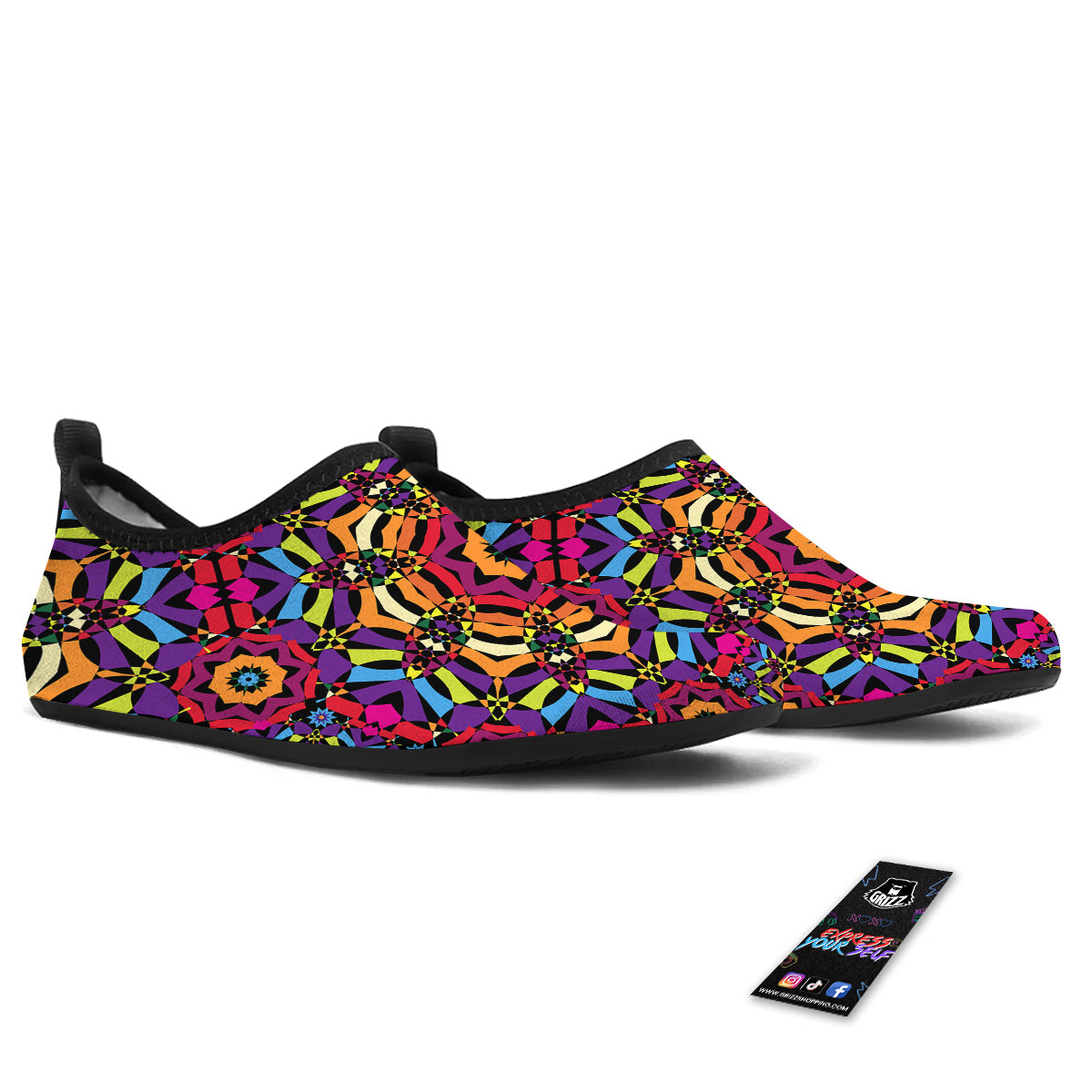 Kaleidoscope Psychedelic Colorful Print Water Shoes-grizzshop